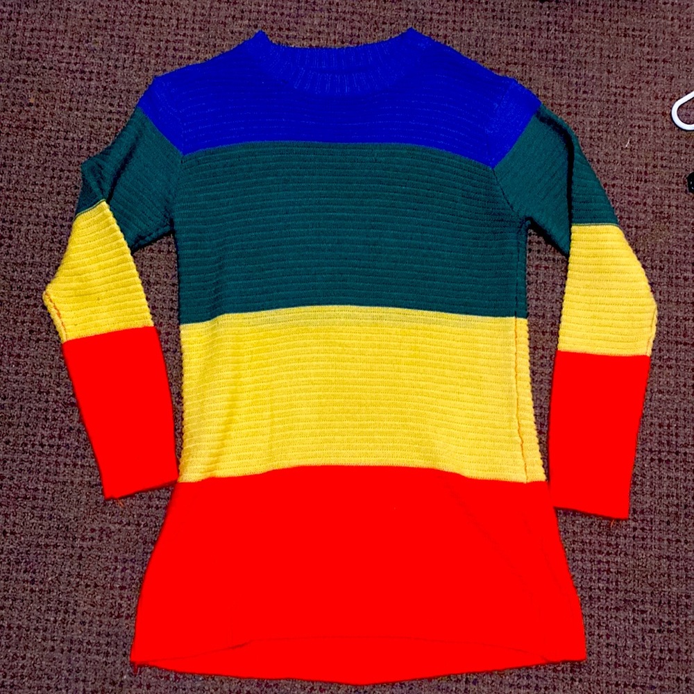 Colorful long knitted sweater